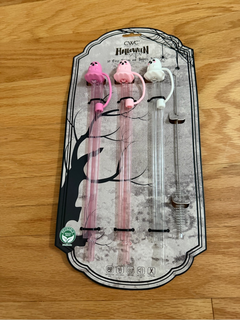 Halloween novelty Ghost Straw Set - Pink & White